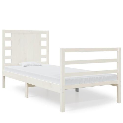 Sengeramme uden madras 75x190 cm massivt fyrretræ hvid