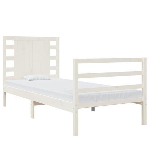 Sengeramme uden madras 75x190 cm massivt fyrretræ hvid