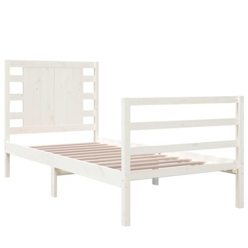 Sengeramme uden madras 75x190 cm massivt fyrretræ hvid