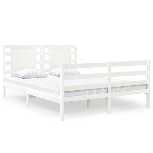 Sengeramme uden madras 120x190 cm massivt fyrretræ hvid