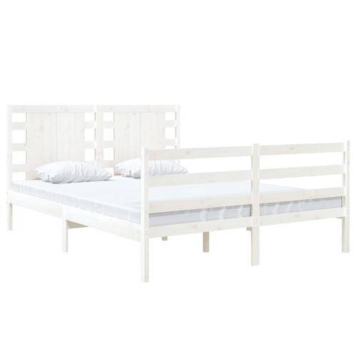 Sengeramme uden madras 120x190 cm massivt fyrretræ hvid