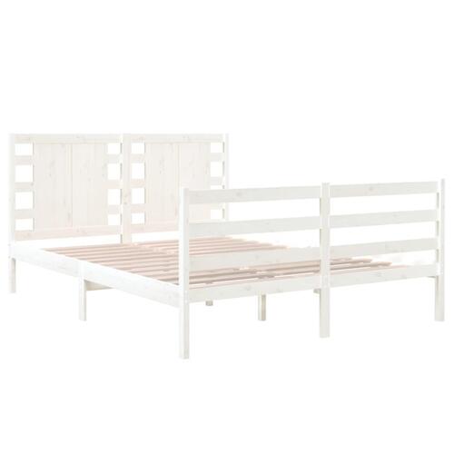 Sengeramme uden madras 120x190 cm massivt fyrretræ hvid