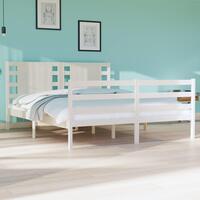 Sengeramme uden madras 135x190 cm massivt fyrretræ hvid