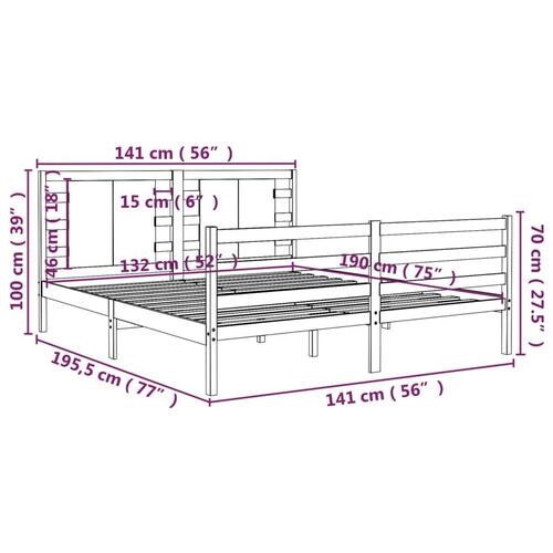 Sengeramme uden madras 135x190 cm massivt fyrretræ hvid