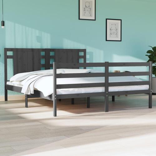 Sengeramme 140x190 cm massivt fyrretræ grå