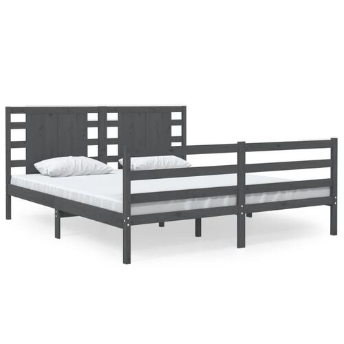 Sengeramme 140x190 cm massivt fyrretræ grå