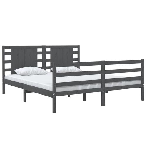 Sengeramme 140x190 cm massivt fyrretræ grå