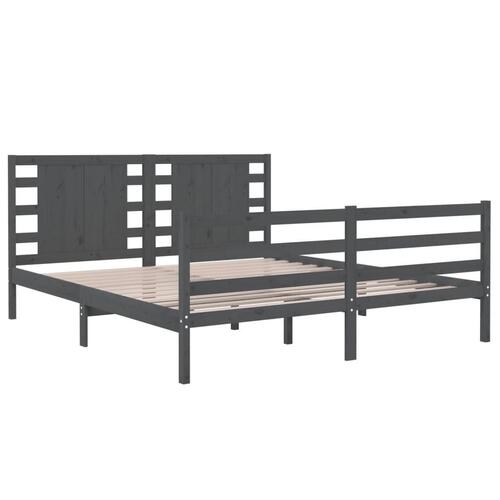 Sengeramme 140x190 cm massivt fyrretræ grå