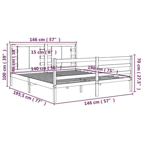 Sengeramme 140x190 cm massivt fyrretræ grå