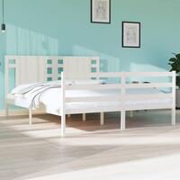 Sengeramme 150x200 cm King Size massivt fyrretræ hvid
