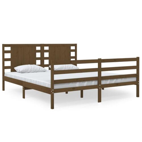 Sengeramme 150x200 cm King Size massivt træ gyldenbrun