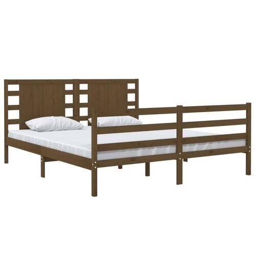 Sengeramme 150x200 cm King Size massivt træ gyldenbrun