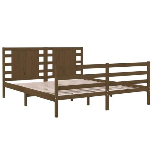 Sengeramme 150x200 cm King Size massivt træ gyldenbrun