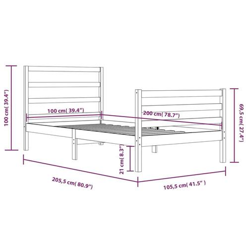 Sengeramme 100x200 cm massivt fyrretræ