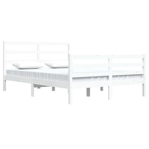 Sengeramme 160x200 cm massivt fyrretræ hvid