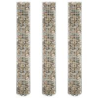 Rundt gabion-havebede 3 stk. Ø30x200 cm galvaniseret stål