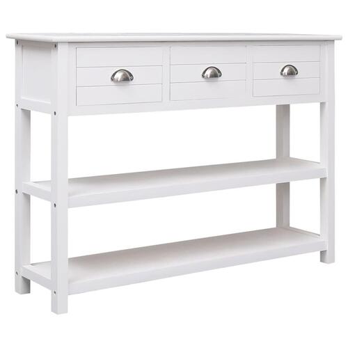 Skænk 108x30x76 cm massivt kejsertræ hvid
