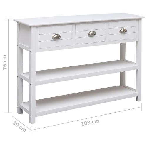 Skænk 108x30x76 cm massivt kejsertræ hvid