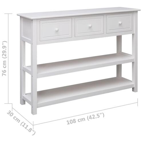 Skænk 108x30x76 cm massivt kejsertræ hvid