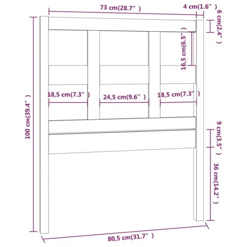 Sengegavl 80,5x4x100 cm i massivt fyrretræ - gyldenbrun
