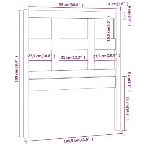 Sengegavl 105,5 × 4 × 100 cm i massivt fyrretræ - gyldenbrun