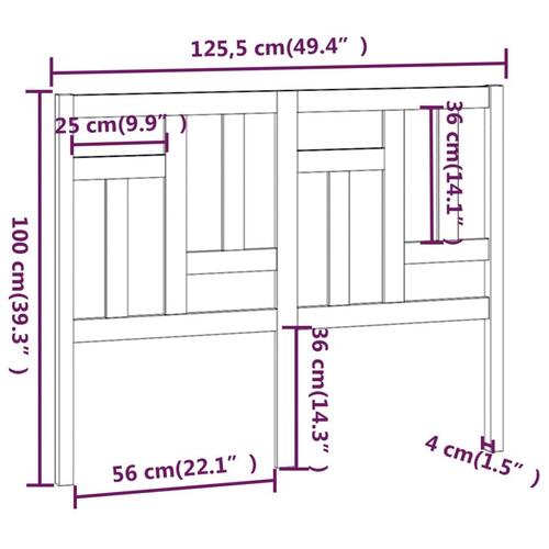 Sengegærde 125,5x4x100 cm massivt fyrretræ grå