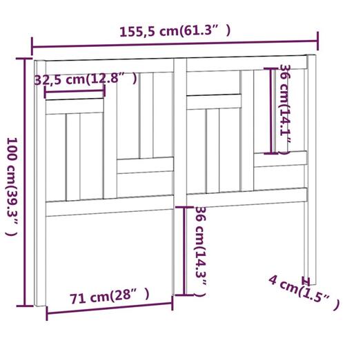 Sengegærde 155,5x4x100 cm massivt fyrretræ hvid