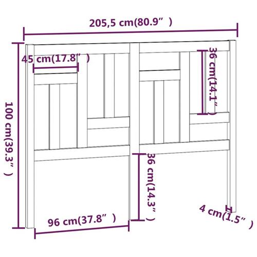 Sengegærde 205,5x4x100 cm massivt fyrretræ hvid