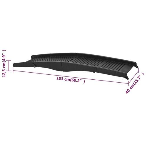 Foldbar hunderampe 153x40x12,5 cm plastik sort