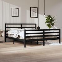 Sengeramme 200x200 cm massivt fyrretræ sort