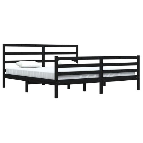 Sengeramme 200x200 cm massivt fyrretræ sort