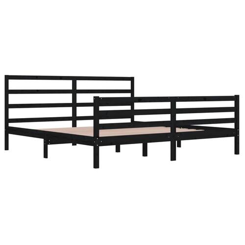Sengeramme 200x200 cm massivt fyrretræ sort