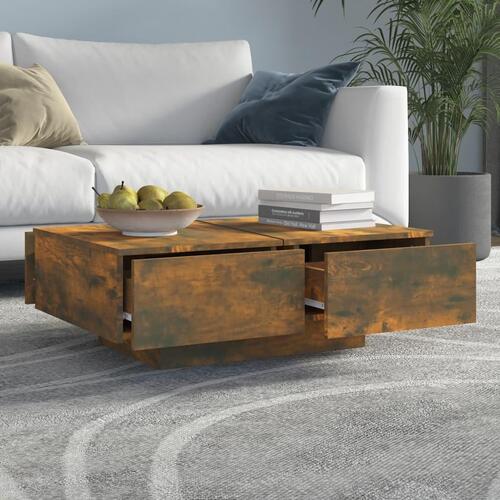 Sofabord 90x60x31 cm konstrueret træ røget egetræsfarve