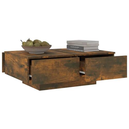 Sofabord 90x60x31 cm konstrueret træ røget egetræsfarve