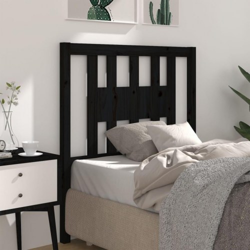Sengegavl 81 × 4 × 100 cm i massivt fyrretræ - sort