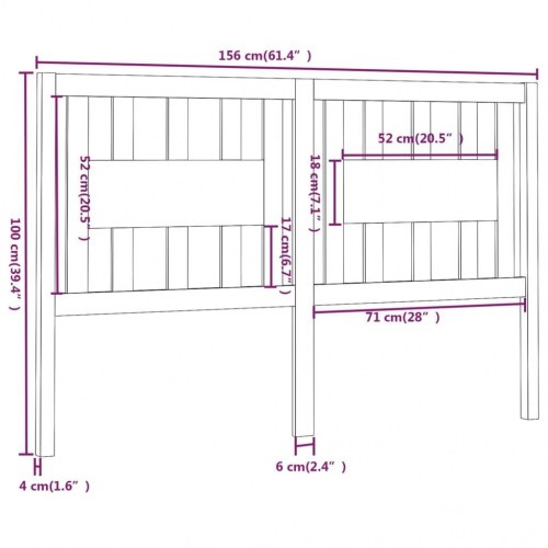 Sengegærde 156x4x100 cm massivt fyrretræ sort