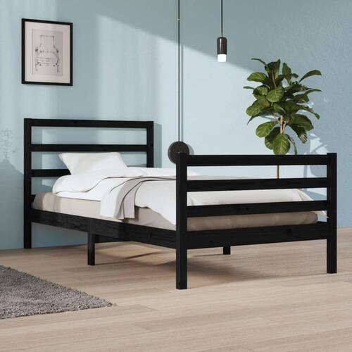 Sengeramme 100x200 cm massivt fyrretræ sort