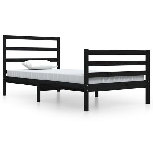 Sengeramme 100x200 cm massivt fyrretræ sort