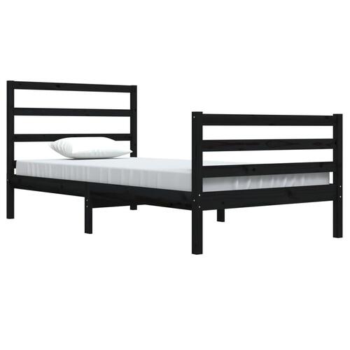 Sengeramme 100x200 cm massivt fyrretræ sort