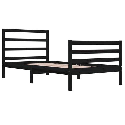 Sengeramme 100x200 cm massivt fyrretræ sort