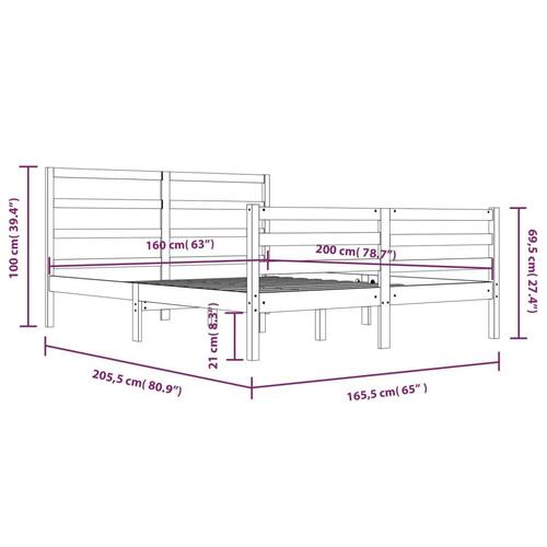 Sengeramme 160x200 cm massivt fyrretræ