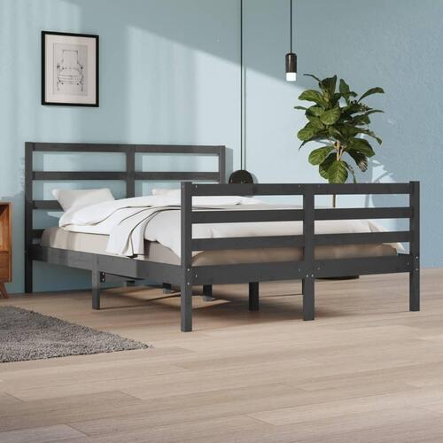 Sengeramme 160x200 cm massivt fyrretræ grå
