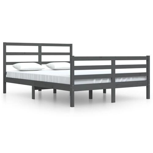Sengeramme 160x200 cm massivt fyrretræ grå