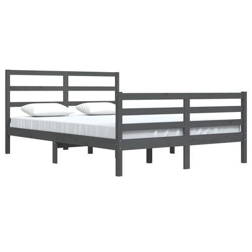 Sengeramme 160x200 cm massivt fyrretræ grå