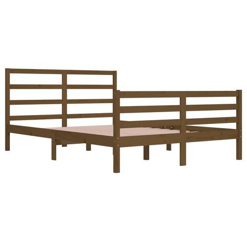 Sengeramme 160x200 cm massivt fyrretræ gyldenbrun