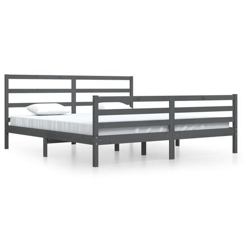 Sengeramme 200x200 cm massivt fyrretræ grå