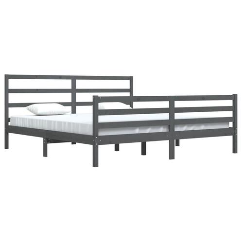 Sengeramme 200x200 cm massivt fyrretræ grå