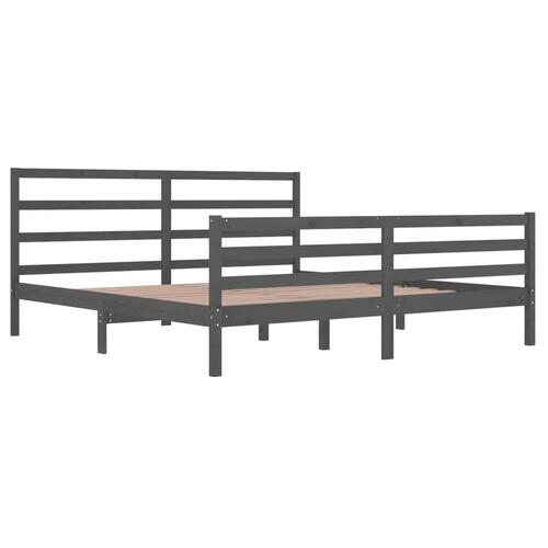 Sengeramme 200x200 cm massivt fyrretræ grå
