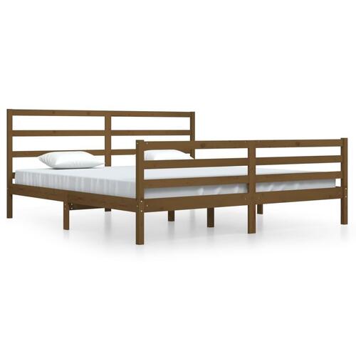 Sengeramme 200x200 cm massivt fyrretræ gyldenbrun