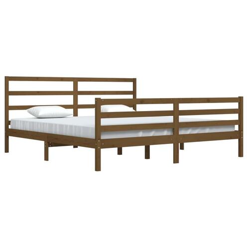 Sengeramme 200x200 cm massivt fyrretræ gyldenbrun